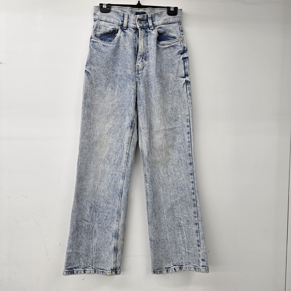 REV Revelation Distressed Acid Wash High Rise Wide Leg Denim Jeans Size 28